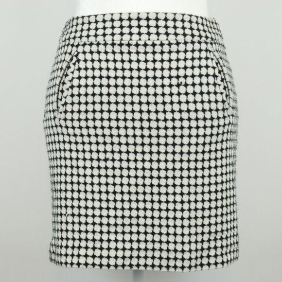 Ann Taylor LOFT Women's Size 2 Petite Black & White Polka Dot Mini Pencil Skirt - Picture 1 of 7